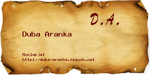 Duba Aranka névjegykártya